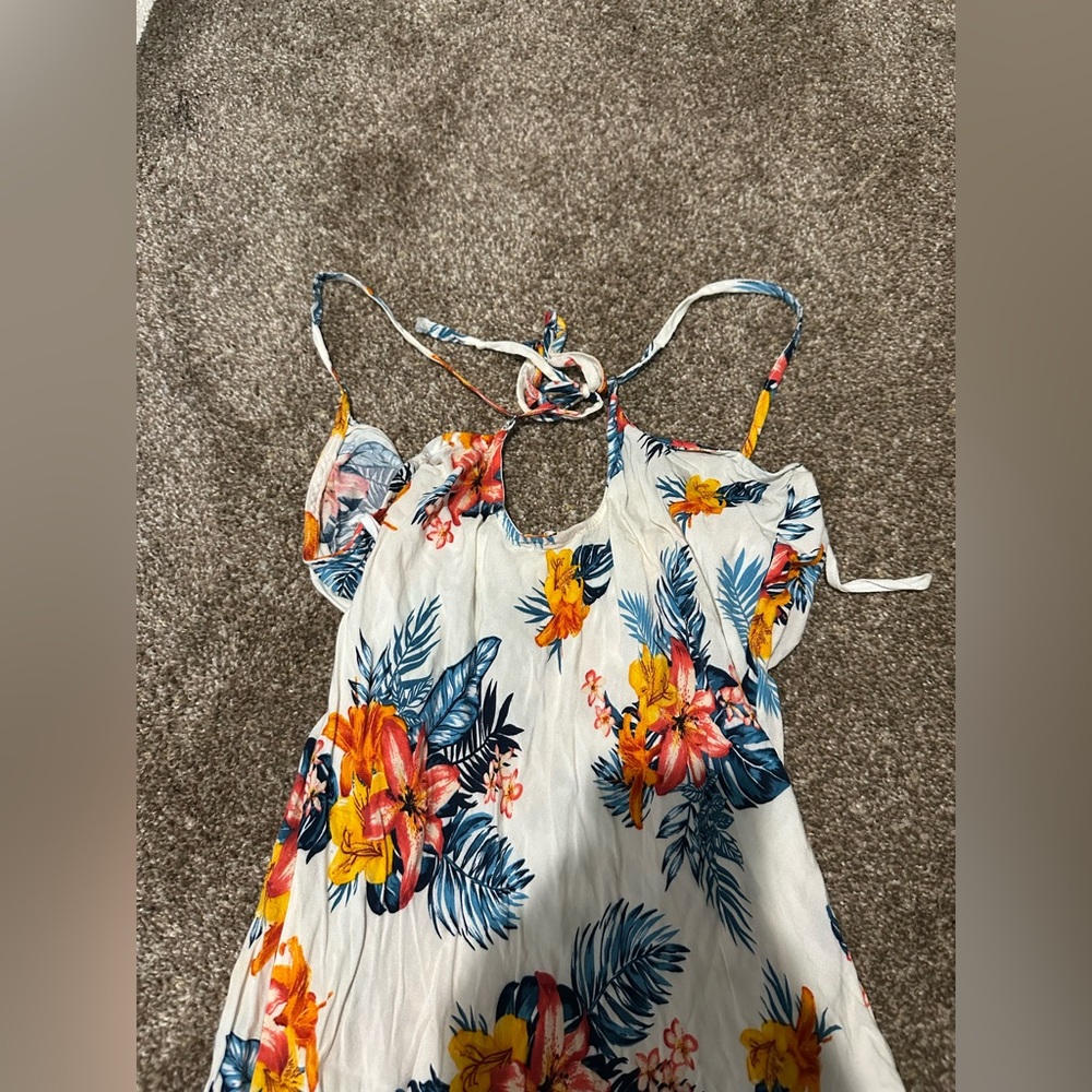Emory Park Blue and Orange Hawaiian Patterned midi slip dress. - Picture 9 of 13